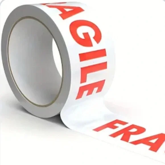 Red and White Fragile Tape Roll - Picture 2 of 6